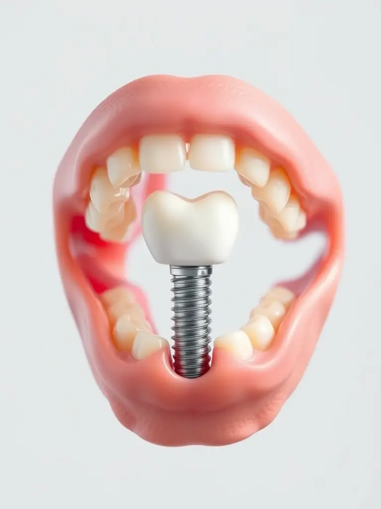An image showcasing a dental implant seamlessly integrated into a patient's jawbone, demonstrating the stability and natural look of Dentissimi's dental implants.