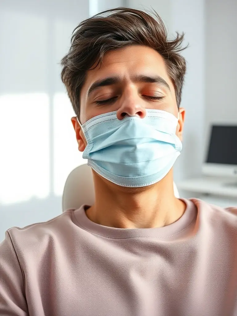 Imagen de un paciente usando alineadores invisibles en un entorno clínico moderno y elegante, mostrando una sonrisa discreta y alineada.